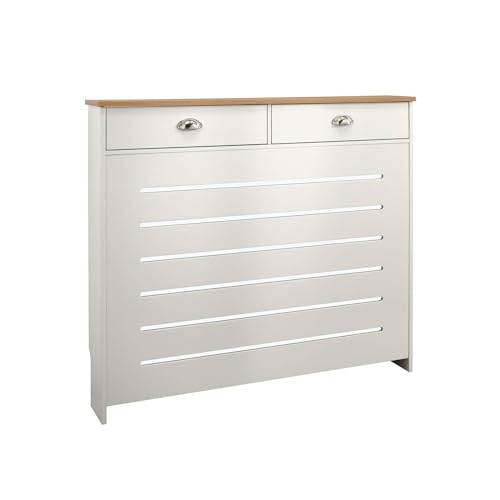 DuraTherm® Radiator Cover Cream Painted MDF Cabinet Horizontal Slat Storage Drawers & Shelf, Radiator Cabinets for Office Hallway Living Room Bedroom, Medium (H: 96cm / W: 111.5cm / D: 19cm) - Image 4