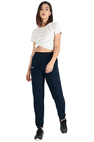 Image of Fflirtygo Cotton Solid Joggers /Track Pant /Solid Pajama /Leggings �100% Export Quality Soft Cotton Night Wear /Pocket Pyjama for Women Blue Pyjama