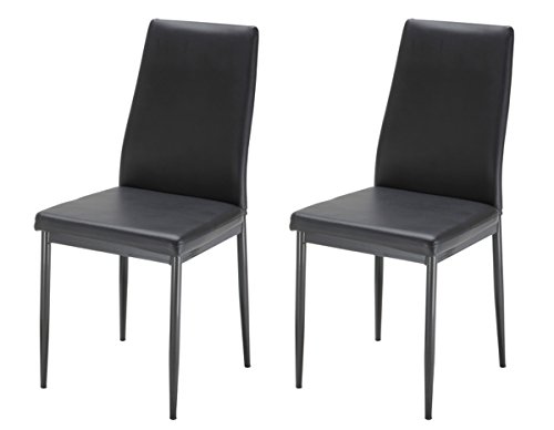 あずま工芸 ダイニングチェア チェス 合皮 ブラック色 2脚セット TDC-9779*2
