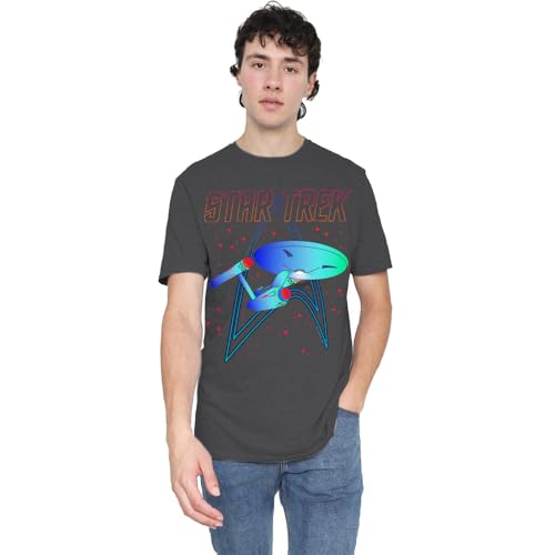T-Shirt Star Trek Neon Trek Anthracite pour Vos Soirées Série et Sorties Geek Décontractées