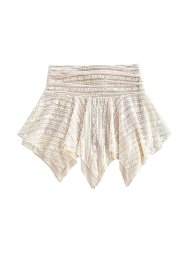 Women's Asymmetrical Lace Flowy Skirt Western Low Waist Mini Skirts
