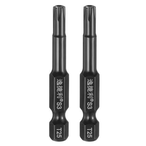 Image of sourcing map 2pcs T25 Security Torx Head Screwdriver Bit 1/4" Hex Shank 2" (50mm) Long Magnetic Tamper Proof 6 Point Star Screw Driver Drill Bit S3 Steel Mirror Polished Power Tool with Hole