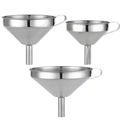 JXS 3 Pack Stainless Steel Funnels, Silver Kitchen Funnels, Easy to Clean Small