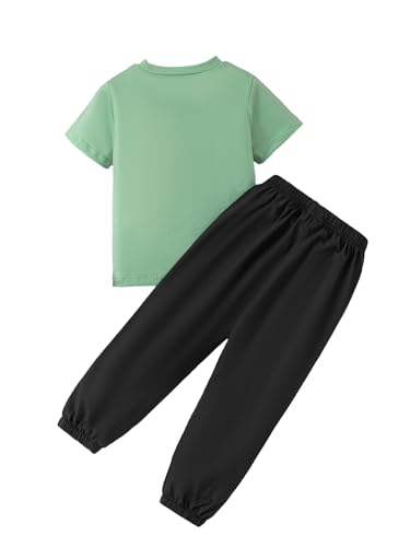 Image of Toddler Girl 2PC Summer Clothing Letter Graphic Print T-shirt Top and Jogger Pants Clothes Set