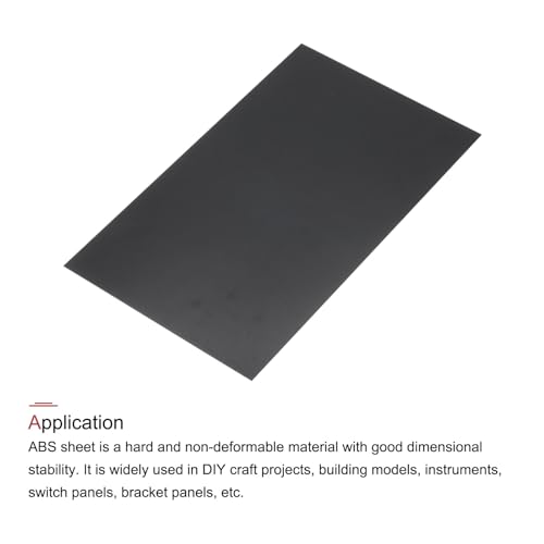 Image of MECCANIXITY Black ABS Plastic Sheet 10 x 6 x 0.02 Inch for Building Model, DIY Crafts, Panel, Pack of 1 Pcs