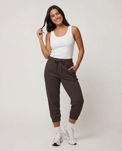 Image of Real Essentials 3 Pack: Women's Fleece Capri Joggers Athletic Lounge Gym Running Sweatpants with Pockets (Available in Plus)