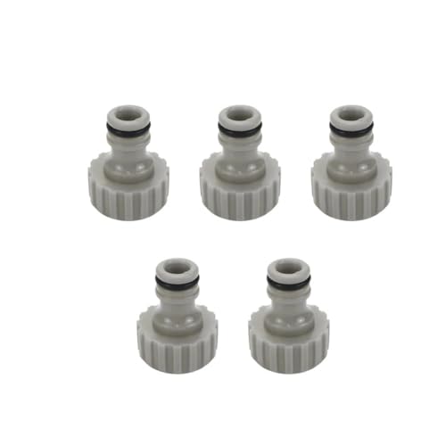 VHxcvDG Conector de tubo de manguera, 5 conectores rápidos de manguera, adaptador de grifo de 3/4 pulgadas para riego de jardín, conector roscado de grifo de agua (5 unidades, gris)