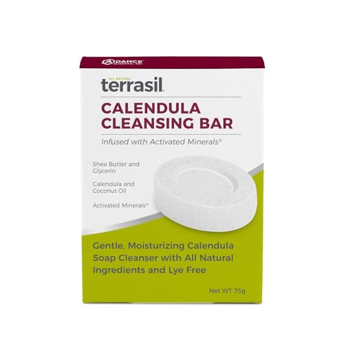 terrasil Calendula Soap Bar - Relief for Irritated & Itchy Skin, Sensitive Skin, Sores, Hives, Anti-Itch Soap, Natural & Gentle for Adults & Kids, Dermatologist Tested & Hypoallergenic Approved (75g)