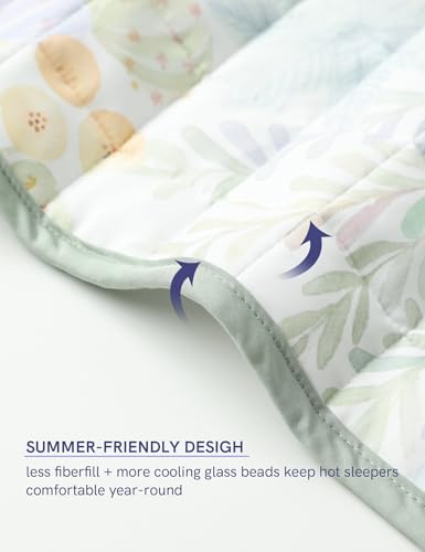 Image of YnM 12lbs Weighted Blanket for Adults, Cooling Nylon /PE Heavy Bed Throw Blanket with Cooling Glass Beads for All Season Use, Ideal for ~110lbs (48x72 Inches, Twin /Full, Jungle Bloom)