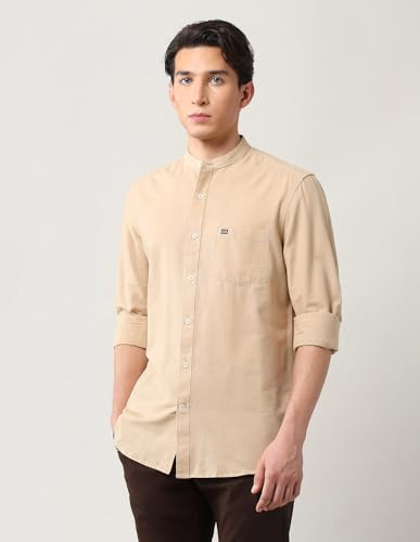 Image of Arrow Sports Men's Slim Fit Pure Cotton Mandarin Shirt