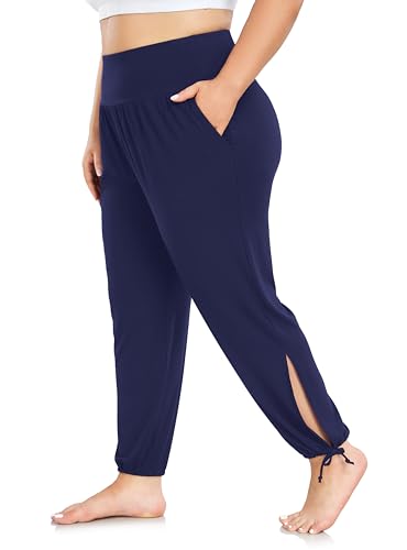 ZERDOCEAN Women's Plus Size Casual Yoga Pants Loose Comfy Lounge Pajama Pants Joggers with Pockets3