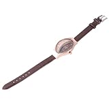 UKCOCO Reloj de Cuarzo para Mujer Movimiento Preciso, Pulsera Marrón Diseño de Arena Movediza y Medias Piedras, Reloj Creativo de Moda para Uso Diario y Obsequio Elegante