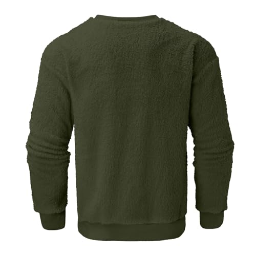 Men Fuzzy Sherpa Sweatshirt Crew Neck Long Sleeve Casual Pullover Top Fall Winter Comfy Loose Basic Sweater Plus Size4