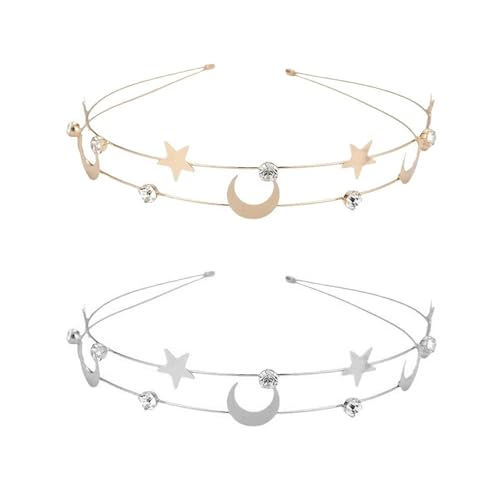 2 diademas brillantes con estrella de diamantes de imitación para mujeres y niñas, para despedida de soltera, accesorio para el cabello para fiestas
