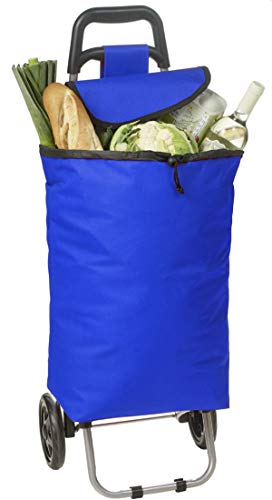 Einkaufstrolley - 27 Liter blau - 600D Polyester - mit extra Fach - Abnehmbare & regenfeste Tasche - / Klappbarer Shopper/Einkaufsroller/Handwagen – Bild 3