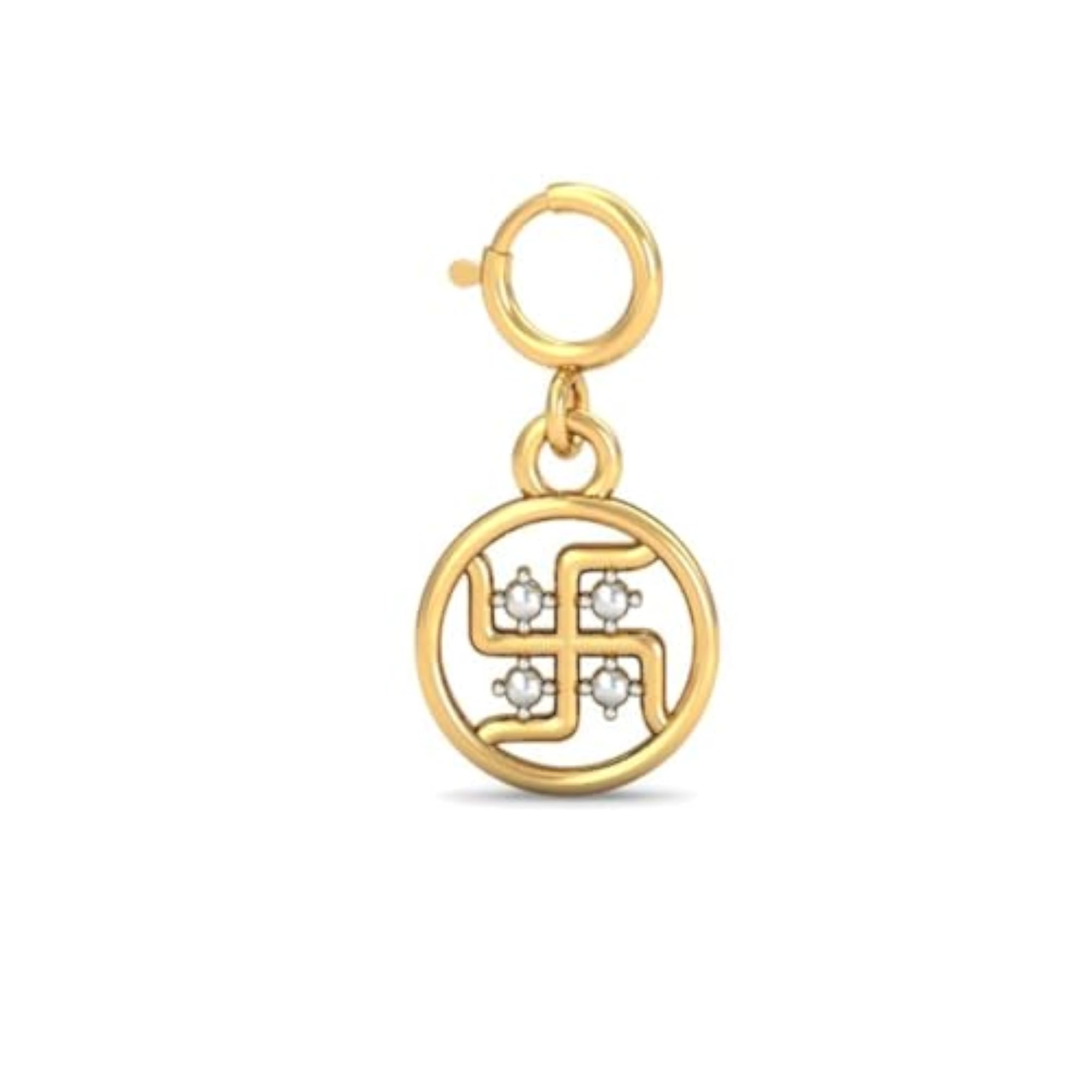Women's 18K Yellow Gold Swastika Charm, Hallmarked