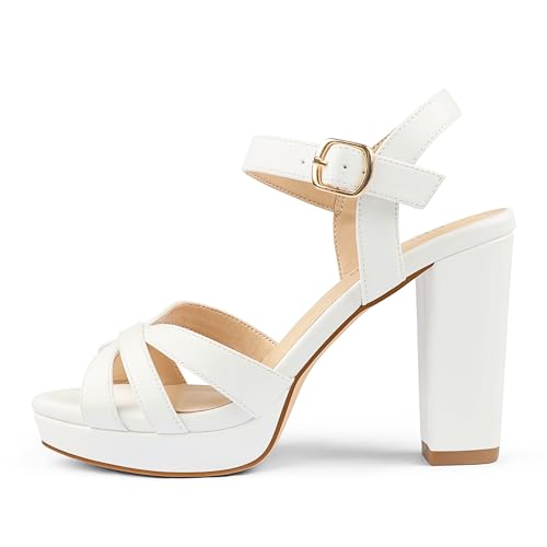 COLETER Women's Platform Chunky Heels Ankle Strap Block Heeled Sandals Party Wedding Shoes