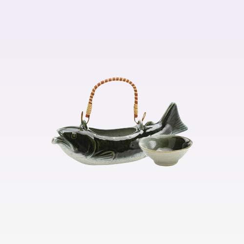 Tokyo Matcha Selection - Char Sake Server Set - 2 Size - 1 Sake Server, 1 sakazuki Flat Sake Cup - Mino Ware [Standard Ship by SAL: NO Tracking Number & Insurance] (S(545ml/cc))