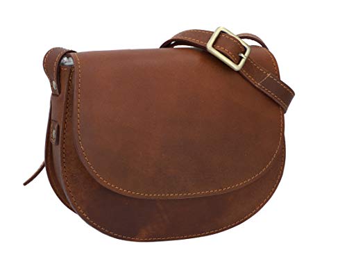 Gusti Umhängetasche Leder - Elenor Damen Handtasche Ledertasche Schultertasche Braun Leder