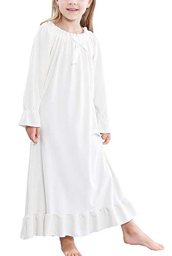 Girls Long Sleeves Nightgowns Vintage Soft Fleece Sleepwear Full Length Nightdress for Toddler Little Girls