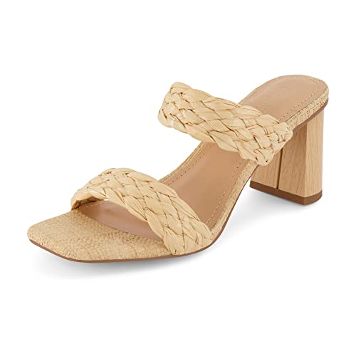 Image of Dunes Iris Chunky Braided Heel Sandals for Women, Block Heel Square Toe Summer Sandals with Memory Foam