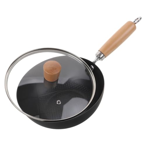 Wok de hierro fundido COHEALI 24cm con tapa y mango de madera miniatura 1