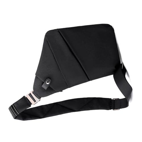 Chest for Men Women Lightweight Travel Sling Multi Functional Anti Theft Shoulder Bag for Outdoor Business Casual Nylon Black Grey 12.6x7.87x0.79in (Left)3