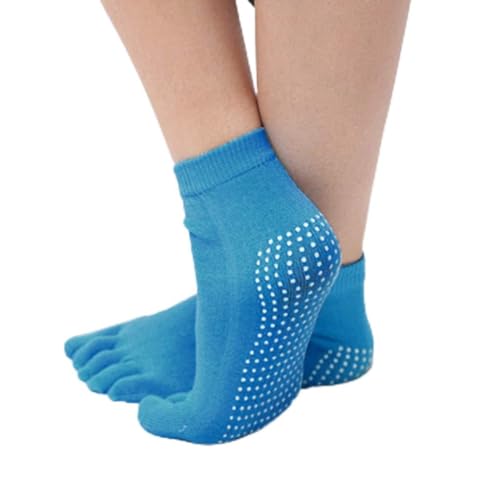 Genérico Calcetines Ciclismo Calaveras Calcetines Calcetines de yoga Mujeres Separados por los dedos Deporte Slip Dance Ballet Fahion Calcetines Medias Rayas Niña Halloween (Blue, One Size)