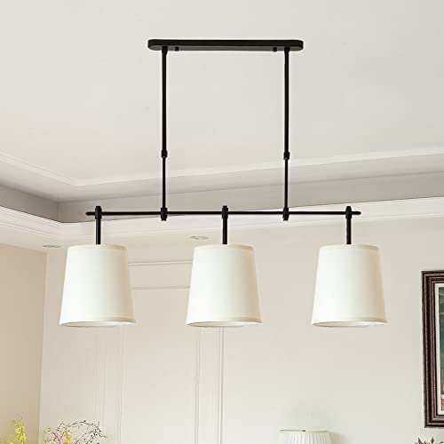 Lampe suspendue long row rétro en fer et tissu pour décoration plafond de salle à manger