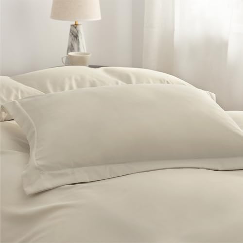 Image of Bedsure Twin /Twin XL Duvet Cover, 1Pc Soft Double Brushed Bedding, Beige | For Kids & Adults, 68 inchx90 inch, Only 1 Comforter Cover, No Pillow Shams, Hotel Luxury, Breathable, Lightweight, Zipper Closure