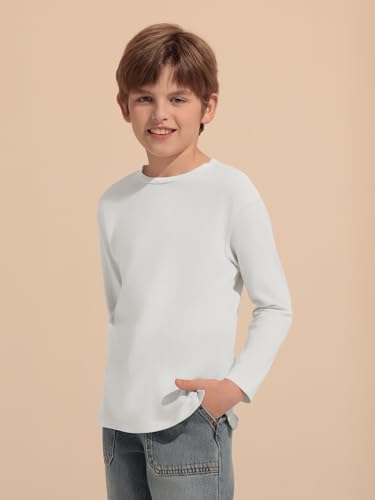 Haloumoning Boys Long Sleeve Shirts Kids Crewneck T-Shirts Casual Split Hem Fall Tops Tees 5-14 Years4