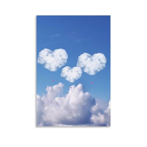Toile murale imprimee coeur nuage pour salon et chambre chic