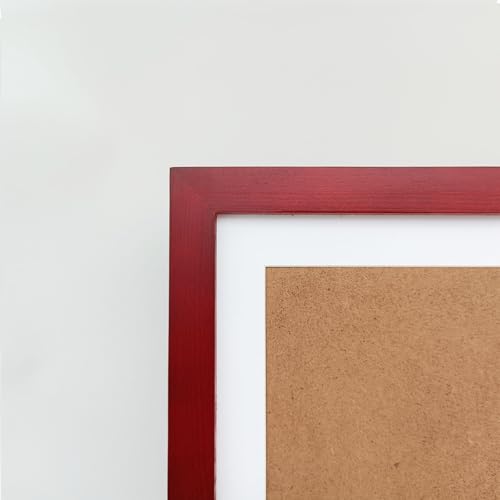 Image of 10x10 Picture Frames Red with Mat 8x8 Opening Solid Wood Frame, Plastic Panel (Film Needs to be Removed) Table or Wall.Front Window Opening 9.6x9.6 inch.