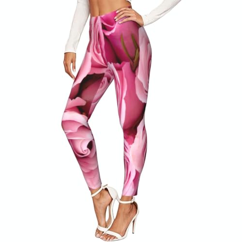 Leggings de yoga con estampado de rosas para mujer mallas deportivas cómodas de largo completo