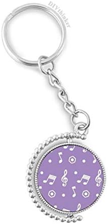 DIYthinker White Music Notes Purple Rotatable Keyholder Ring Disc Accessories Chain Clip image 2