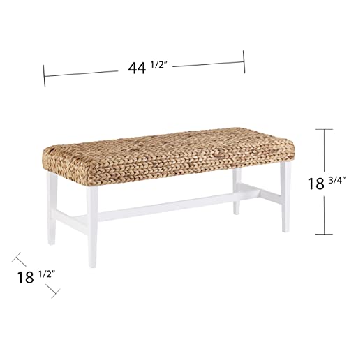SEI Furniture Woven Coffee Table Bench, White - Image 3