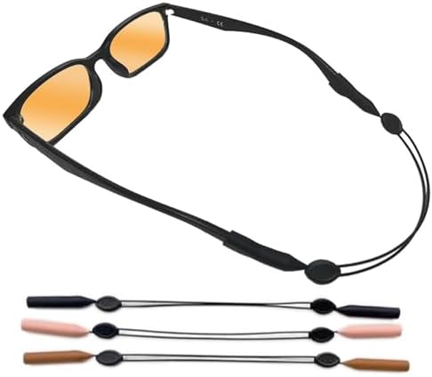 SOKIMBOX No Tail Adjustable Eyeglass Strap, Sunglasses Strap,Safety glasses holder around neck,Wear resistant glasses anti drop fastener(14-Inch, 3 Pcs 3 Colors)