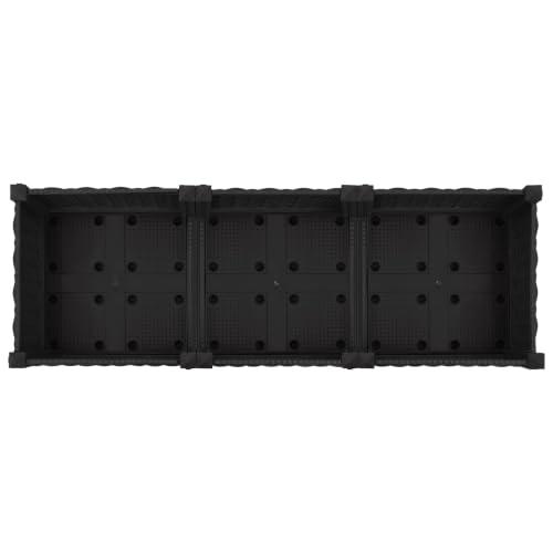 Jardinera elevada con ruedas negra 120 x 40 x 29 cm resistente a intemperie 6