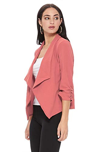 Women's Solid Casual Draped Open Front 3/4 Sleeve Outerwear Blazer Jacket/Made in USA2