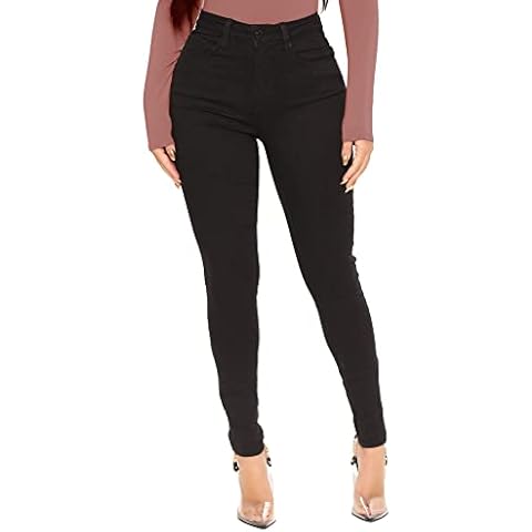 WAYRUNZ Women's Hight Waisted Stretch Skinny Jeans Denim Pants Juniors(030-black 3) Cover