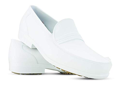 Sticky Men's Slip Resistant Waterproof Uniform Dress Shoes (9.5, White)