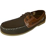 Outer Material: Crafted from premium nubuck leather for durability and style. Sole: Sturdy rubber sole provides excellent traction and grip. Closure: Traditional boat shoe style lace-up design with laces that go around the foot for a secure and adjus...