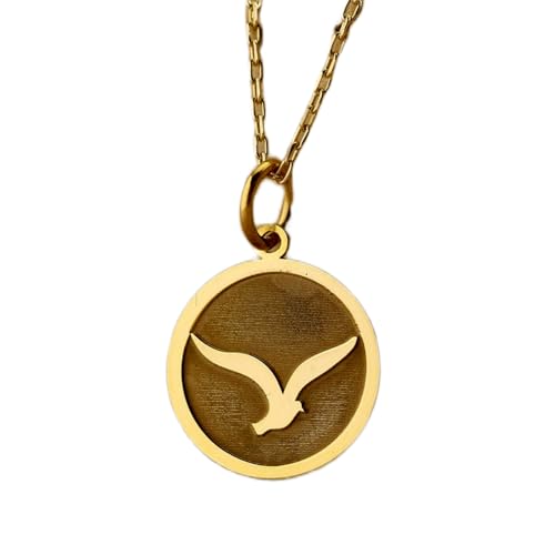 Collar de plata de ley gaviota cadena 45 cm colgante vida marina baño de oro minimalista