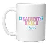 Clearwater Beach Florida FL Vintage Tie Dye Retro Vacation Ceramic Mug, White