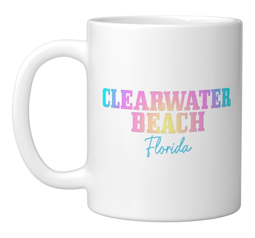 Clearwater Beach Florida FL Vintage Tie Dye Retro Vacation Ceramic Mug, White