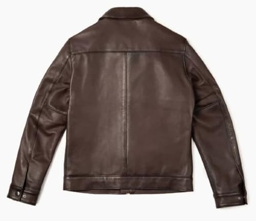 Image of Mens Shirt Collar Genuine Real Lambskin Leather Jacket For Men Vintage Classic Biker Style with Zip Out Liner