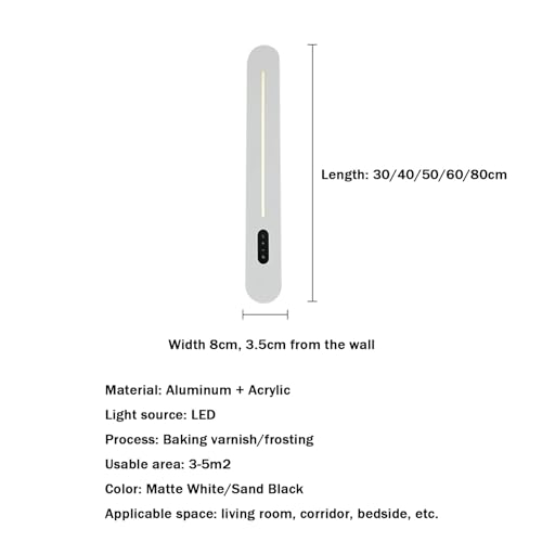 Lámpara de pared LED regulable de 60cm con interruptor táctil para dormitorio 6
