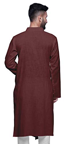 Image of Atasi Mandarin Collar Mens Kurta Shirt Solid Cotton Flex Long Kurta for Boys
