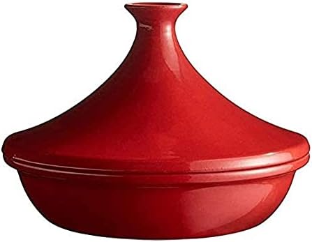 Natural Lead Free Tagine Pot with Lid, Ceramic Pots for Cooking and Stew Casserole Slow Cooker Temperature Settings Compatible with All Cooktops for Home Kitche (Color : Red)