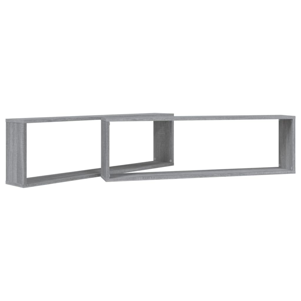 Scaffalature, mensole da parete e sporgenze, mensole cubiche da parete per casa, 2 pezzi, grigio Sonoma, 100 x 15 x 30 cm, in legno ingegnerizzato